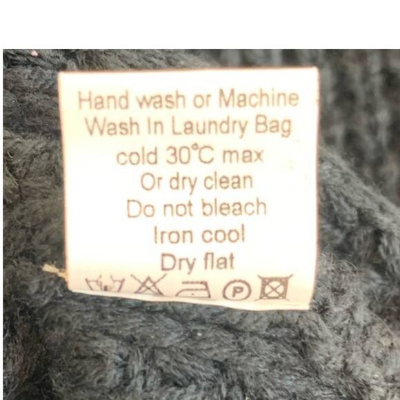 Grecerelle Chunky Knit Sweater XL Black Cowl Neck Button Collar Cardigan Cozy - Picture 8 of 8